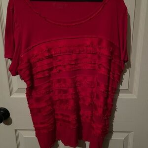 Elegant Red Cato Ruffle Top
